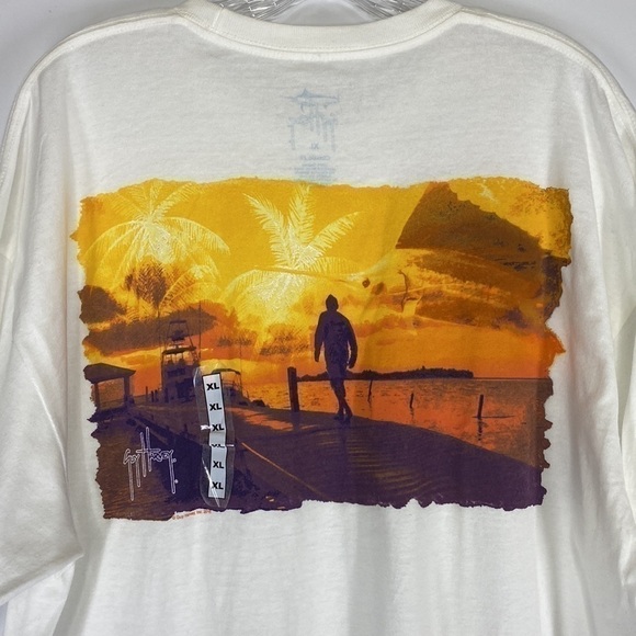 Guy Harvey Classic Fit Sunset Dock Short Sleeve White Tshirt XL NWT - Picture 3 of 7